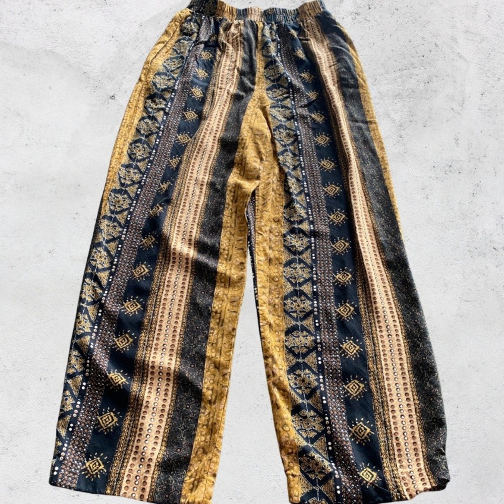 Vintage 90s Size 6 Wide Leg Palazzo Pants Boho Rayon Small Boho RJ Stevens